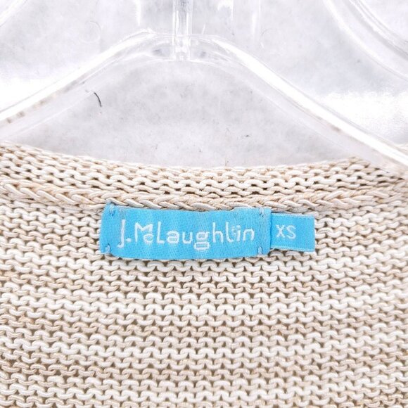 J McLaughlin Beige Cream Striped Knit Top Rolled V-Neck Pullover Sweater Size XS - Picture 5 of 6